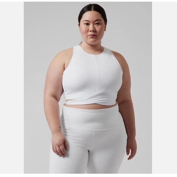 Athleta LIMITED Conscious Cut Out White Crop Yoga Bra Top D-DD NWT #988051 RT$69 - Picture 6 of 11